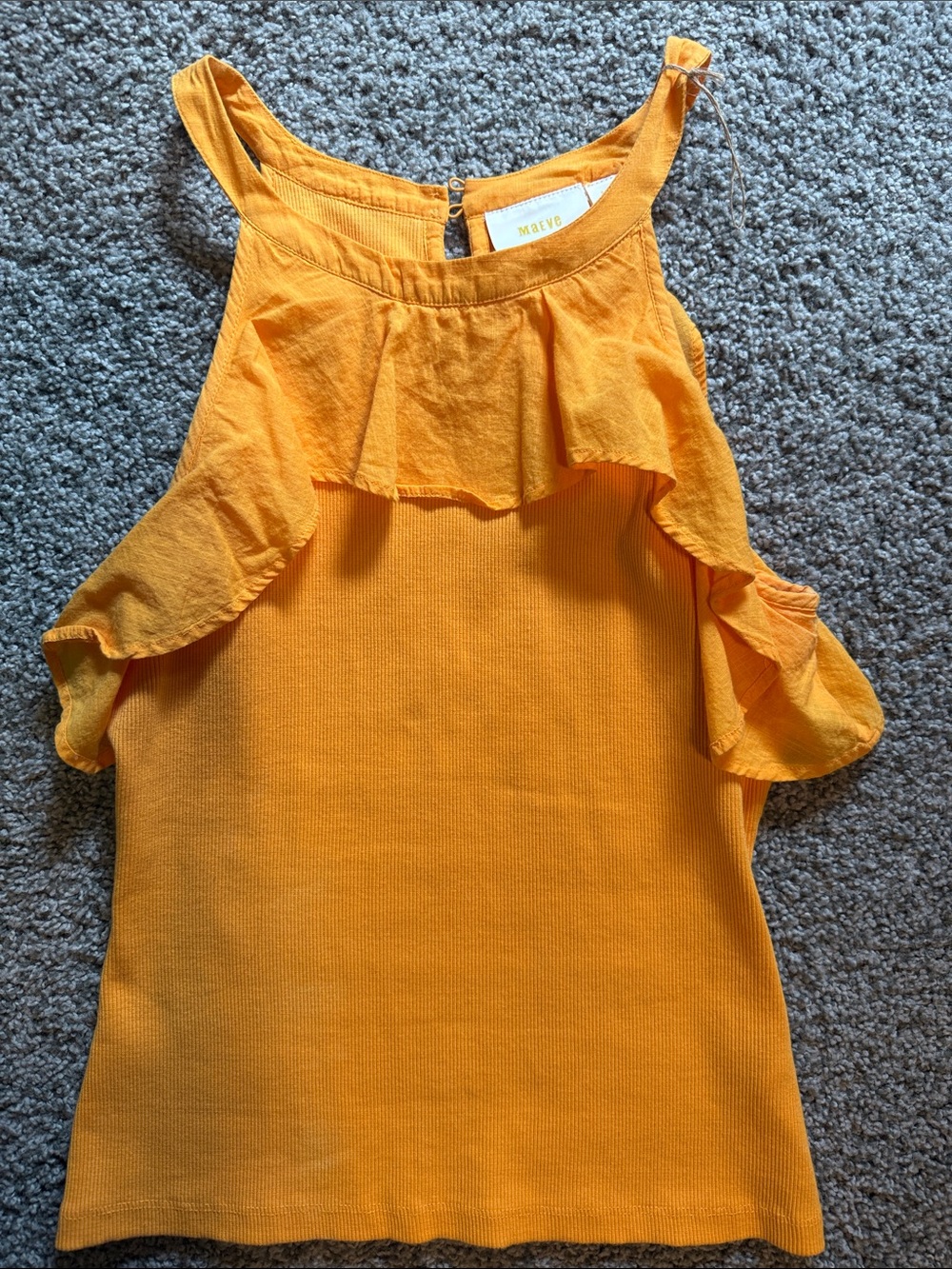 Maeve Golden Yellow Ruffle Halter Tank
